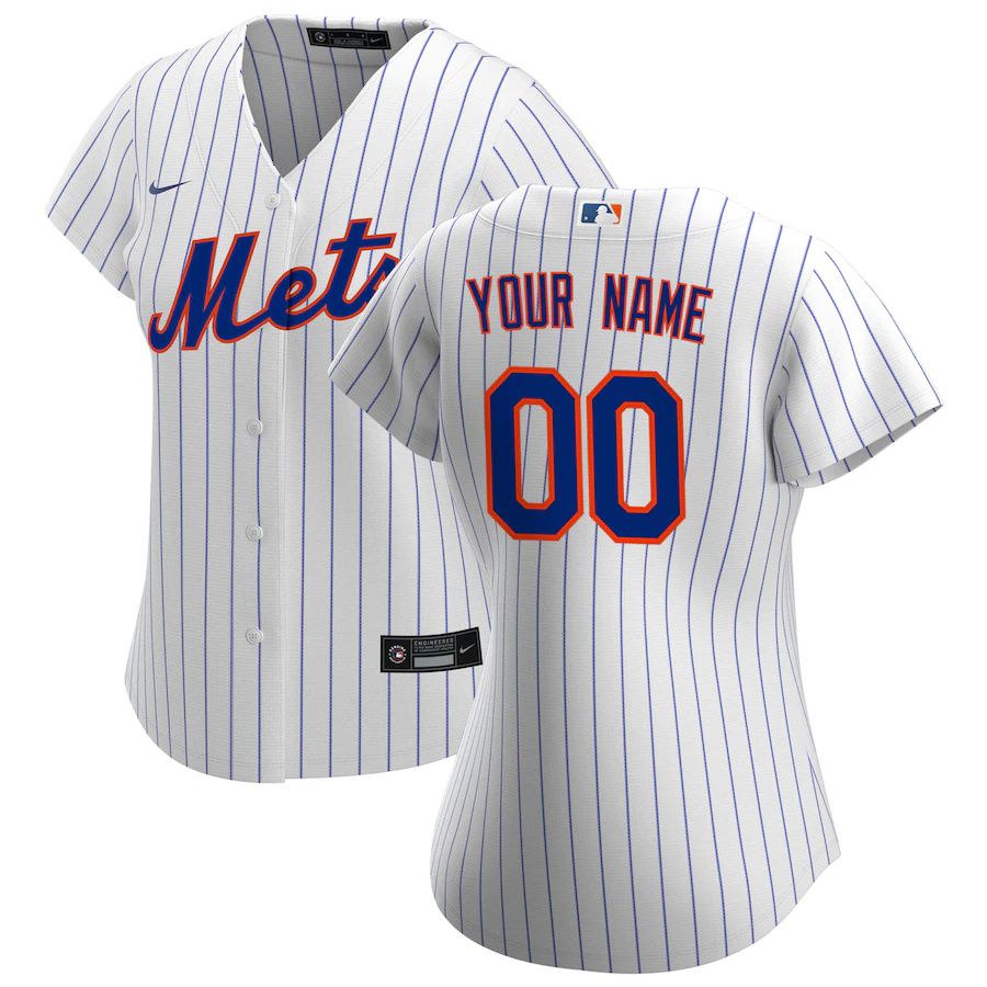 Cheap Womens New York Mets Nike White Home Replica Custom MLB Jerseys